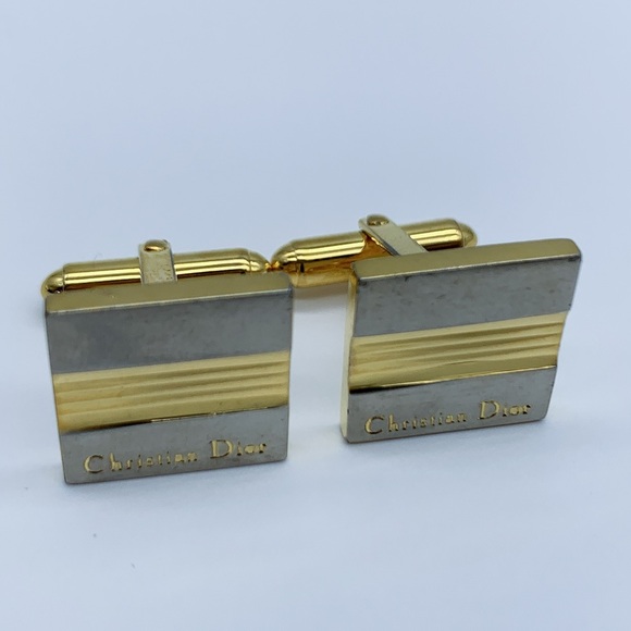 Vintage Christian Dior Two-Tone Gold and Silver Cufflinks - Picture 3 of 6